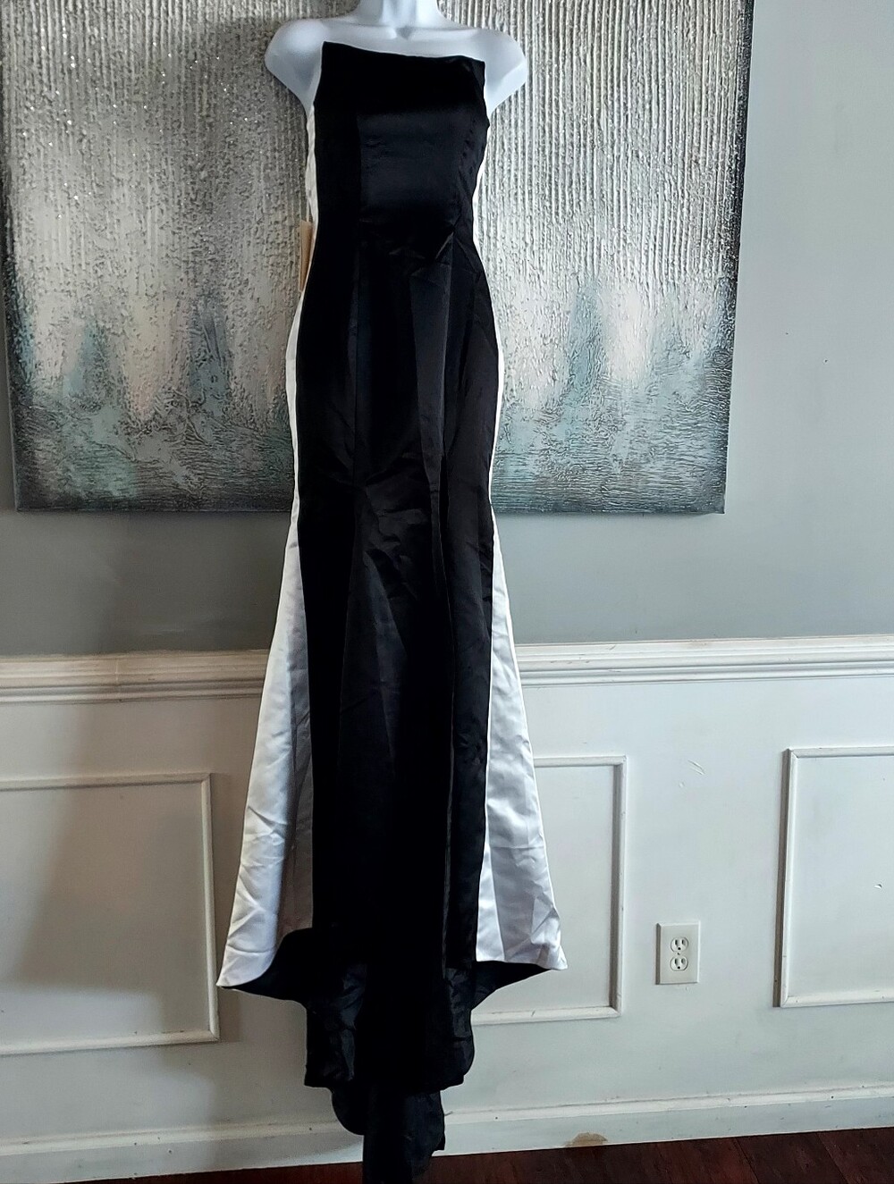 TS Couture Black and White Strapless Evening Gown - Elegant Formal Dress